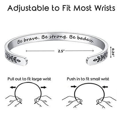 TONY & SANDY Cuff Bracelets for Women Teen Girls Best Friend Sister Mom Daughter Granddaughter Easter Birthday Mother's Day Christmas Stocking Stuffers for Teen Girls Women Jewelry - style: 1 - Be brave be strong be badass