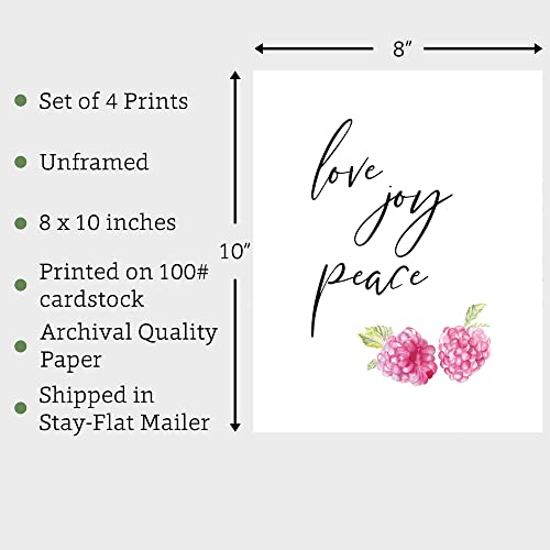 Eden View Home Fruit of the Spirit Wall Art. Galations 5 22-23 Unframed Bible Verse Wall Decor Prints Set of 4. Scripture Wall Art Inspirational Watercolor Religious Posters.