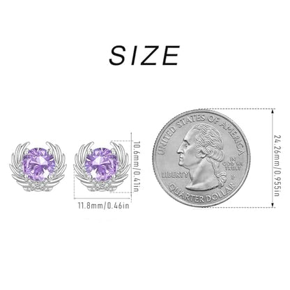 Angle Wing Earrings Sterling Silver Birthstone Stud Jewelry Birthday Gifts for Women Wife Friends Daughter Granddaughter - style: Angle wing earrings-purple birthstone