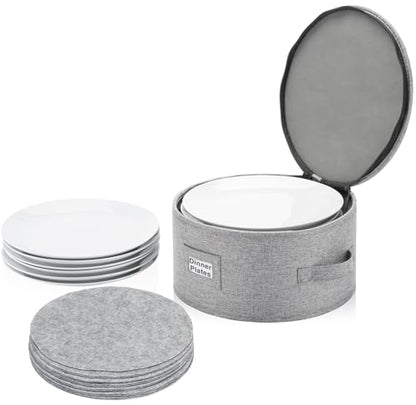 Stack Store Plus More China Storage Container for Dinner Plate - Fit plates up to 11.5" W - Includes 12 Thick Felt Dividers. Hard Shell and Stackable with Padded Interior - style: Dinner Plate Case