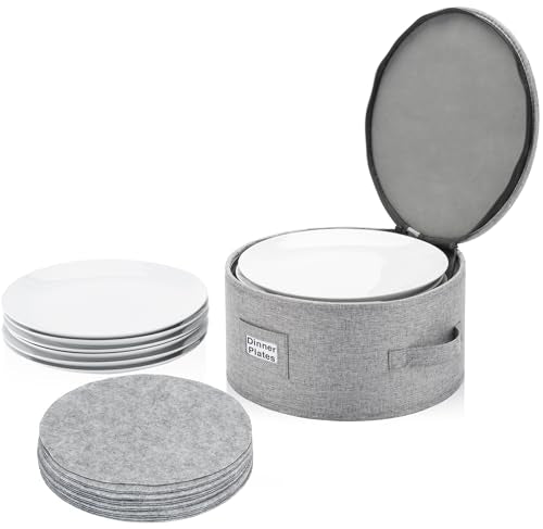 Stack Store Plus More China Storage Container for Dinner Plate - Fit plates up to 11.5" W - Includes 12 Thick Felt Dividers. Hard Shell and Stackable with Padded Interior - style: Dinner Plate Case