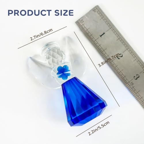 3.5'' Blue Crystal Guardian Angel Figurine,Glass Christmas Angel Ornaments - style: Blue Angel