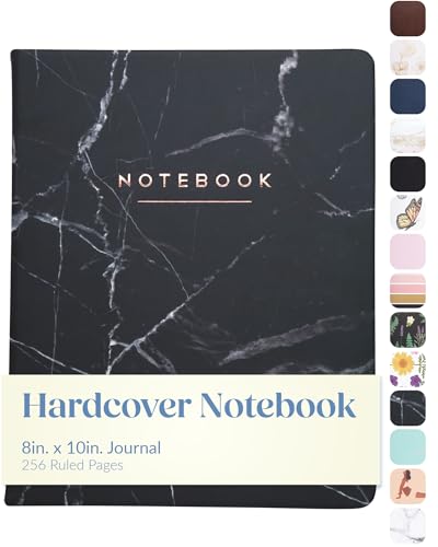 WORLD TRAVELER Large Lined Journal Notebook 256 Ruled White & Ivory Pages - color: Black Marble