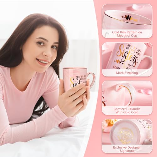 Sister Birthday Gifts for Sister from Brother Sisters, 14oz Sisters Mug - color: Pink - Sister Gifts