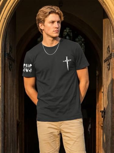 Christian Shirts for Men Religious Cross Shirt Faith Graphic Tees - color: Darkgrey, size: 3X-Large
