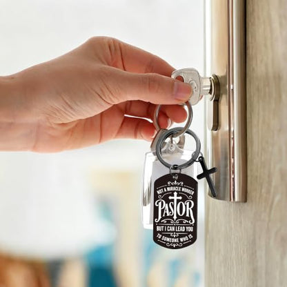 Keychain for Men Boys, Dog Tag Style Key Chain, Black Key Rings Birthday Christmas Veteran Day Gifts - style: Pastor