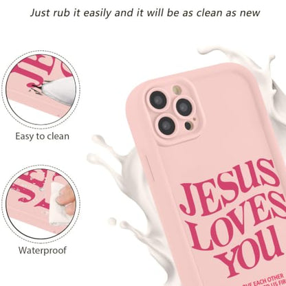 for iPhone 12 Pro 6.1'' 2 Pack Cute Christian Jesus Phone Case - color: Pink & Brown Jesus Faith Slogan, size: iPhone 12 Pro