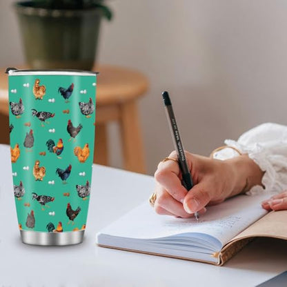 WIRESTER 20 OZ Stainless Steel Tumbler With Lid, Double Wall Vacuum Insulated Tumbler, Coffee Travel Mug Cup for Hot Cold Drinks - Chicken Pattern - color: Chicken Pattern