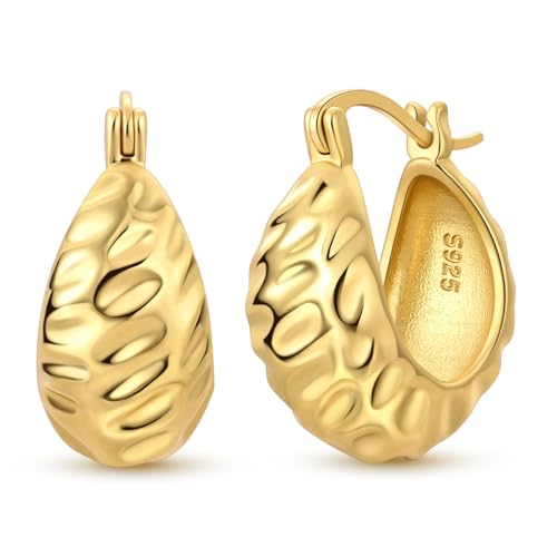 LAZA 925 Sterling Silver Earrings for Women Huggies Hoop Gold Earrings - color: Gold Droplet Earrings