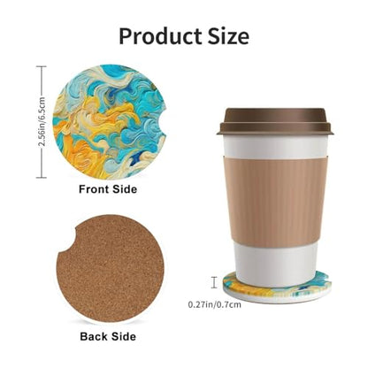 Abstract 2 Pack Car Cup Holder Coasters Ceramic Drink Coasters - color: Gray