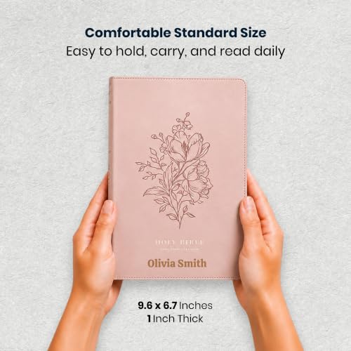 Personalized KJV Large Print Bible for Adult, Name Engraved, Standard Size - color: Light Pink