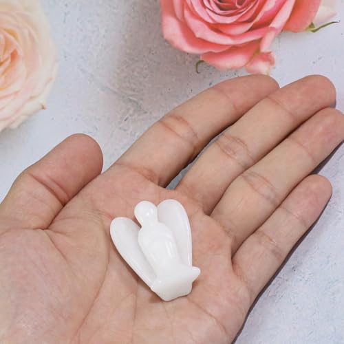 Clearain Small Angel Prayer Figurines, Crystals and Healing Stones Angels Bereavement Sympathy for Loss of Loved one, Grief Gifts for Women, Faith Based Spiritual Gift for Cancer Comfort （White Jade） - color: White