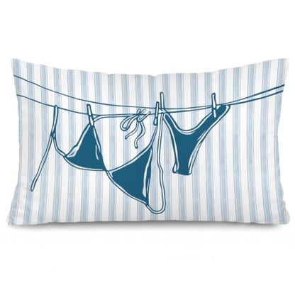 Blue Coastal Beach Cowgirl 12x20 Pillow Cover Decor - color: 02-bikini Line-blue Stripe 12x20