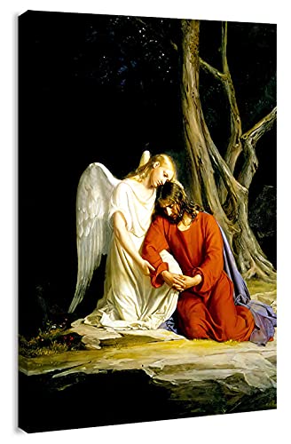 artprints1stop Canvas Print Wall Art - Christ in Gethsemane by Carl Bloch - 12x18 inches - color: Christ in Gethsemane by Carl Bloch, size: 18"L x 12"W