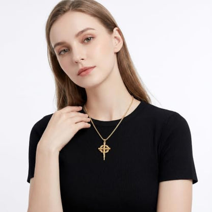 14K Gold Plated Cross Pendant Necklace Christian Jewelry Religious Gift - color: B05-Nail Jesus Cross Gold