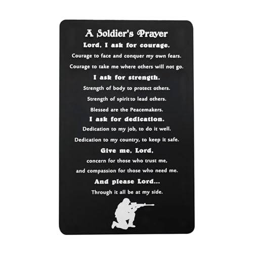 Inspirational Gifts for Soldier - Engraved Metal Soldier's Prayer Card