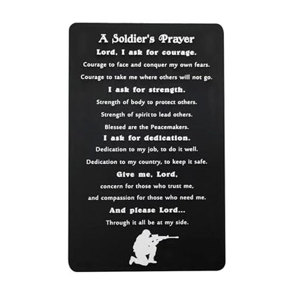 Inspirational Gifts for Soldier - Engraved Metal Soldier's Prayer Card