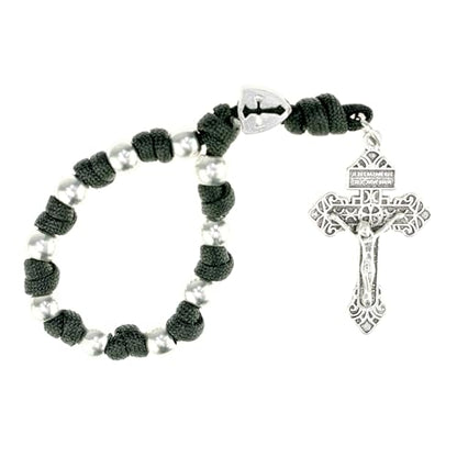 Intercession Paracord Decade Rosary - color: Black/Silver