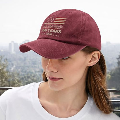 250th Anniversary 250 Years Freedoms Baseball Hat Running Embroidered Cap for - color: Wine Red