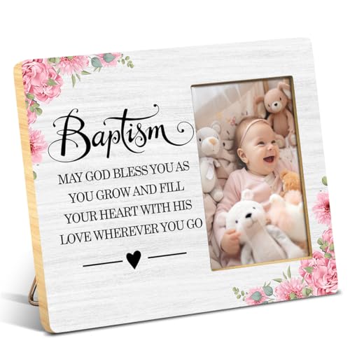 JioJio Chan Baptism Picture Frame Gifts for Boy and Girl,4x6 Picture Frame - color: pink