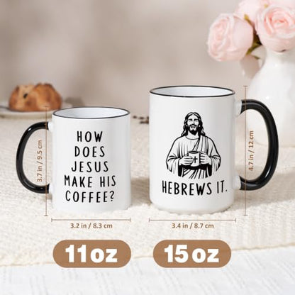 Funny Christian Gifts for Women Men – Jesus He Brews It Coffee Mug 15oz - size: 15 Ounces