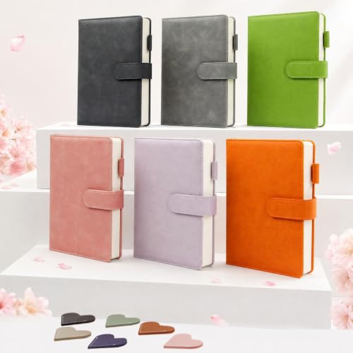 A5 Leather Journal for Women Men, Hardcover Notebook Set with Pen, Pink - color: Pink