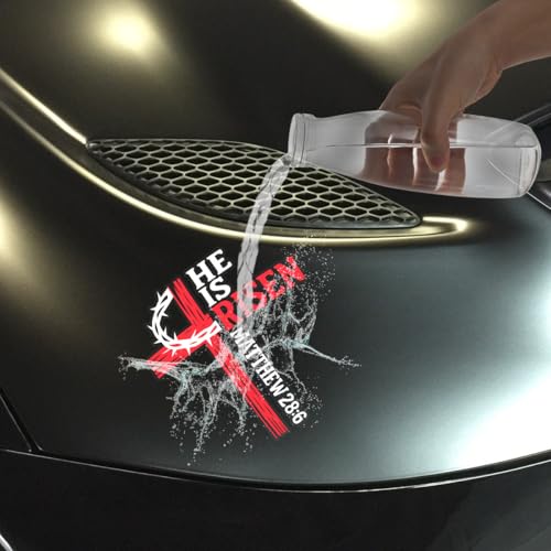 Premium He is Risen Cross Decal – Christian Jesus Car Sticker with Bible Verse Matthew 28:6, Durable Weatherproof Religious Vinyl Window Decal Size 6x6 inches