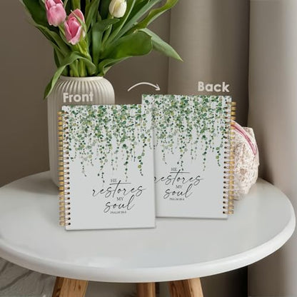 Wheatwin Christian Bible Spiral Notebook, Scripture Journal, Prayer Journal for Women Men, Sage Green School Office Supplies, Church Notes Notebook Gifts, Bible Notebooks for Note Taking 5.5x8.3 - color: Psalm 28:3