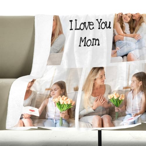 inkArts Custom Blankets with Photo, Personalized Mom Blankets, Customized Photo Blanket, Custom Picture Blanket, Personalized Birthday Gifts for Mom Baby Kid Family - color: 6 Photos
