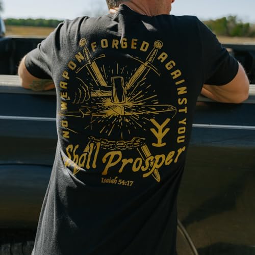 Yee Yee Apparel Christian Faith Graphic Tee Shirt – Men’s Christian Graphic Tees and Short Sleeve Shirts - color: No Weapon Forged, size: X-Large