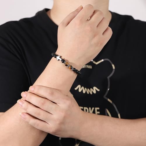 To My Son Bracelet Gifts from Mom Dad,Inspirational Cross Bracelet for Teen Boys Mens Stocking Stuffers Christian Gifts for Son Birthday Christmas