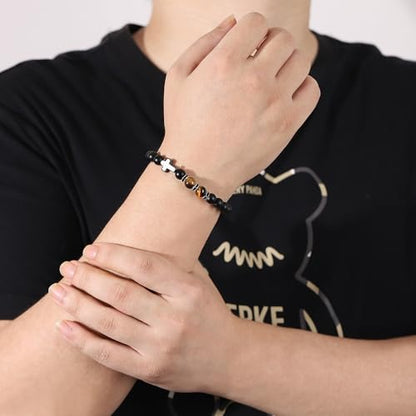 To My Son Bracelet Gifts from Mom Dad,Inspirational Cross Bracelet for Teen Boys Mens Stocking Stuffers Christian Gifts for Son Birthday Christmas