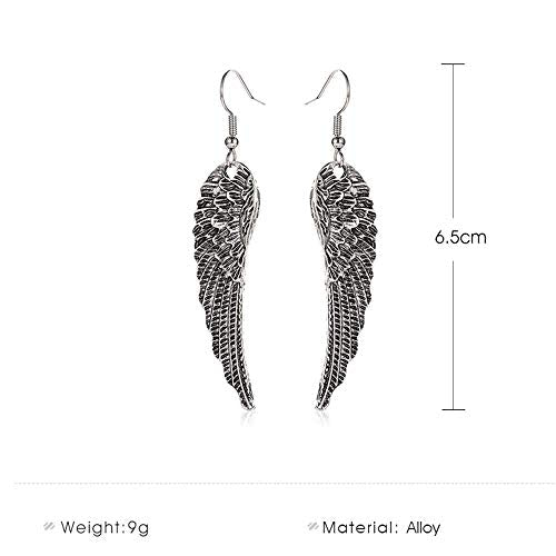 KaFu Vintage Angel Wing Earrings Silver Plated Long Angel Feather Charm Dangle Drop tassel Earring for Women Girls Jewelry Gifts