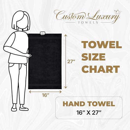 Black Hand Towels for Bathroom - Monogrammed | Luxury Cotton Turkish Towels | Embroidered in USA | Set of 2 | Choose Set Color and Letter | A - Z | Script Font - color: Black