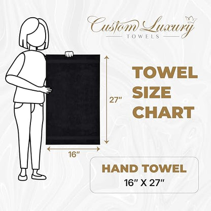 Black Hand Towels for Bathroom - Monogrammed | Luxury Cotton Turkish Towels | Embroidered in USA | Set of 2 | Choose Set Color and Letter | A - Z | Script Font - color: Black