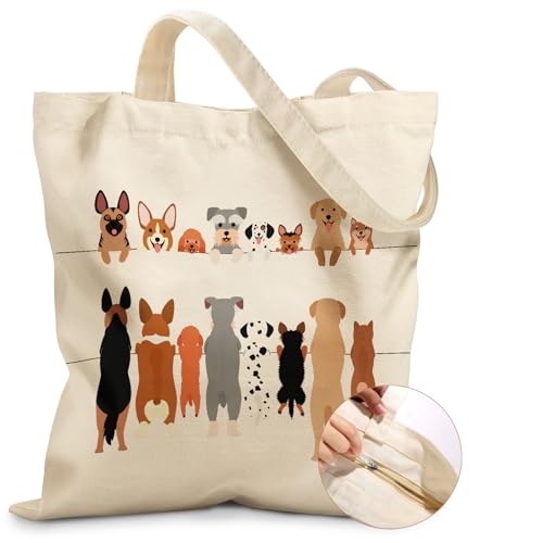 Miss Adola Canvas Tote Bag for Women with Zipper, Multi Puppies - color: Multi Puppies