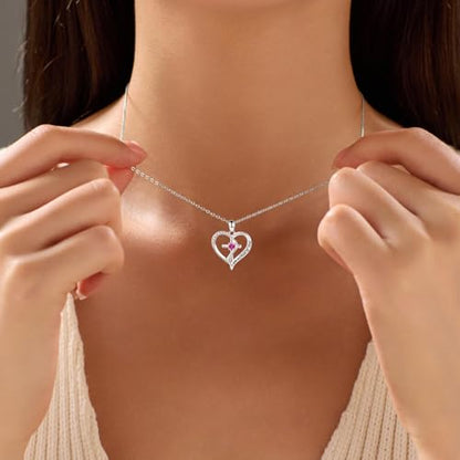 925 Sterling Silver I Am a Child of God Scripture Pendant with Birthstone Heart Cross Communion Necklace for Women Christian Faith Jewelry Gift - color: July