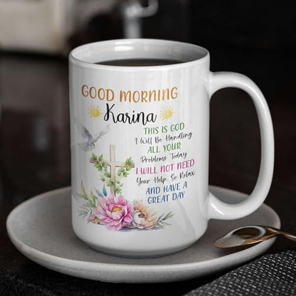 Personalized Christian Coffee Mugs Presents, Novelty Custom Bible Verse Ceramic Cup, Customized Religious Tea Cup With Name, Inspirational Mug For Friends, Floral Cross On Mugs - color: XUA-324-1550-Bible Verse