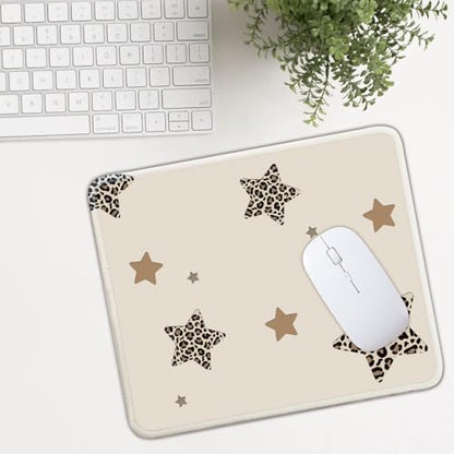 Mouse Pad for Desk with Stitched Edge, Premium Cute Washable Mouse Pads. Computer Mousepad with Non-Slip Rubber Base, Mousepads for Laptop, 9.25x7.75x0.12 inch (Leopard Stars) - color: Leopard Stars
