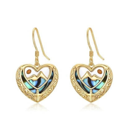 AOBOCO 925 Silver Mustard Seed Cross Heart Dangle Drop Earrings Women - color: Silver-14K Gold