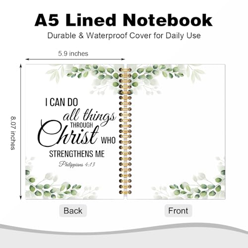 I Can Do All Things Through Christ Who Strengthens Me Spiral Notebook, Philippians 4:13 Christian Journal for Women, Inspirational Promotion Farewell Gifts for Women Men Coworkers Boss Sisters - style: I Can Do