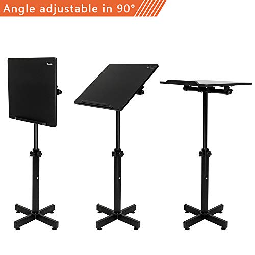 Bonnlo Classic Lectern Podium Stand, Height Adjustable Mobile Podium, Multi-Purpose Tabletop for Speech, Lecture, Church, Reading or Laptop Desk with Edge Stopper, Black - color: Black