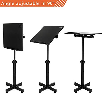 Bonnlo Classic Lectern Podium Stand, Height Adjustable Mobile Podium, Multi-Purpose Tabletop for Speech, Lecture, Church, Reading or Laptop Desk with Edge Stopper, Black - color: Black