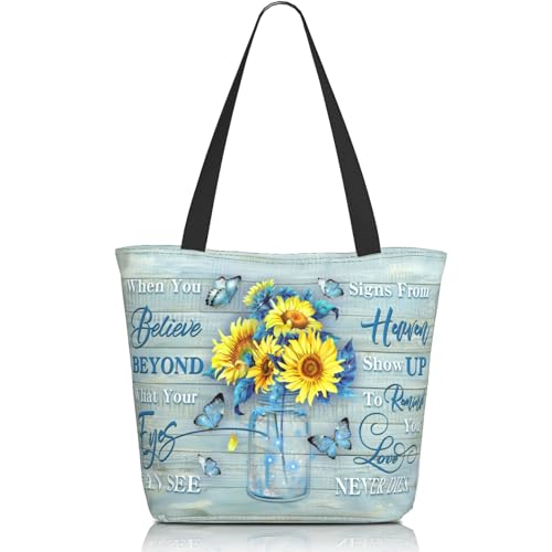Bible Tote Bags for Women Christian Gifts Religious Church Shoulder Bag - color: Sunflower