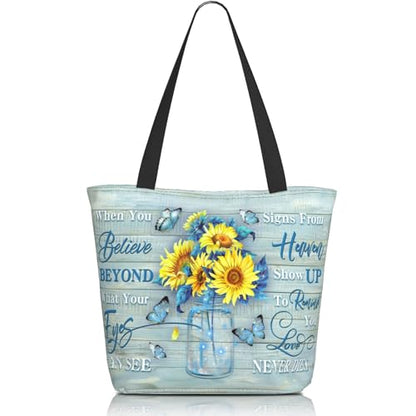 Bible Tote Bags for Women Christian Gifts Religious Church Shoulder Bag - color: Sunflower