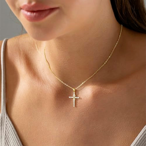 18K Gold Plated Cross Necklace for Women Trendy - color: Cross & Infinity