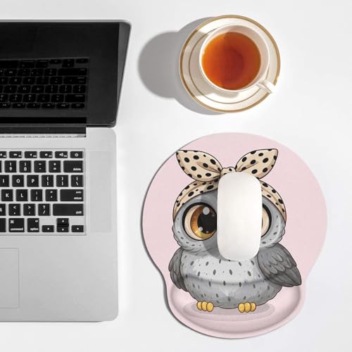 Britimes Ergonomic Mouse Pad with Wrist Support, Owl Pink - color: Pink Cute Cartoon Owl