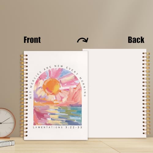 Abstract Christian Notebook, His Mercies Are New Every Morning Bible Journal, Watercolor Religious Spiral Notebook Journal for Note Taking, Christian Faith Based Gifts, 5.5x8.3 Inch - color: LAMENTATIONS 3:22-33