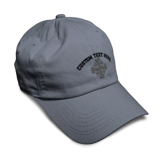 Custom Soft Baseball Cap Jerusalem Cross Crusader Jesus Christ God - color: Dark Grey Personalized Text Here