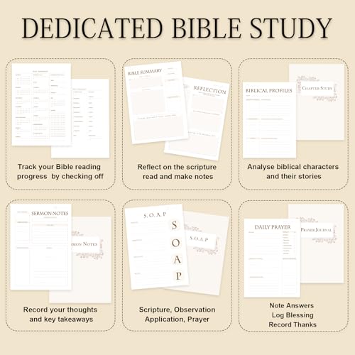 XKDOUS Linen 8.6" Bible Study Journal, Bible Notebook for Women, Khaki - color: Khaki